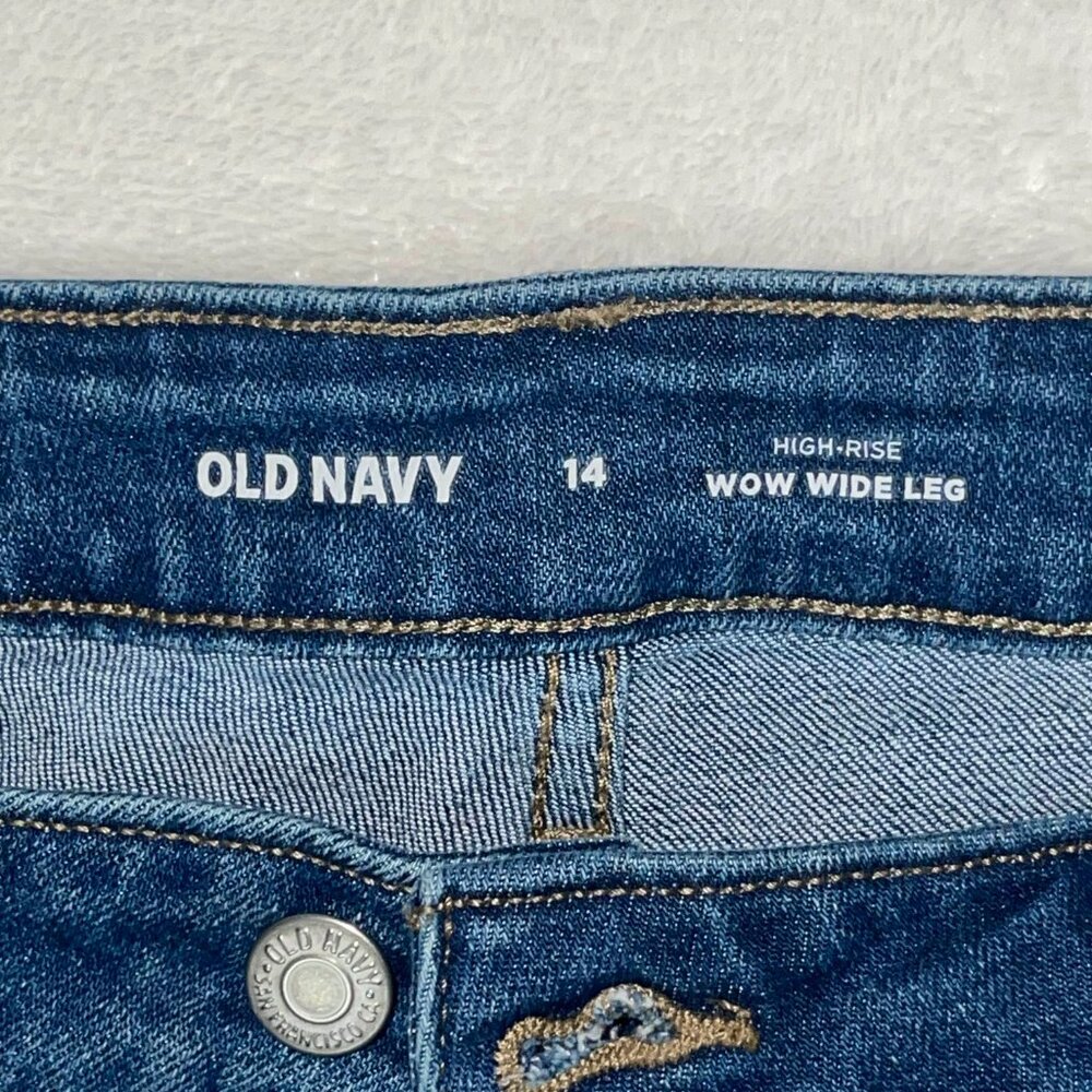 Old Navy Jeans Women 34x30 Size 14 Blue Denim High Rise WOW Wide Leg Pockets - Picture 2 of 9